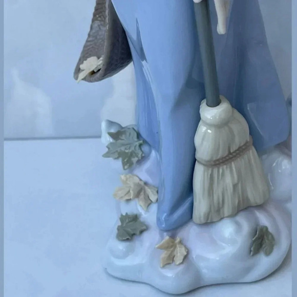 Lladro Fall Angel Figurine Retired Glaze Finish Collectible Decor Blue White - Picture 7 of 16